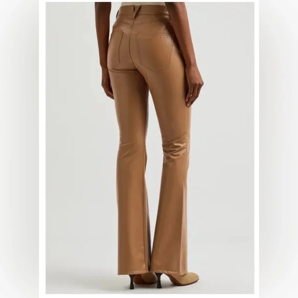 Veronica Beard Beverly Flared Faux Leather Jeans – brown camel – Size 6- NWT - Picture 3 of 14